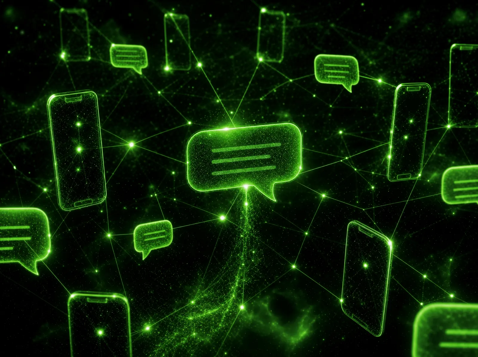 Illustrative connected message network representing a first project conversation