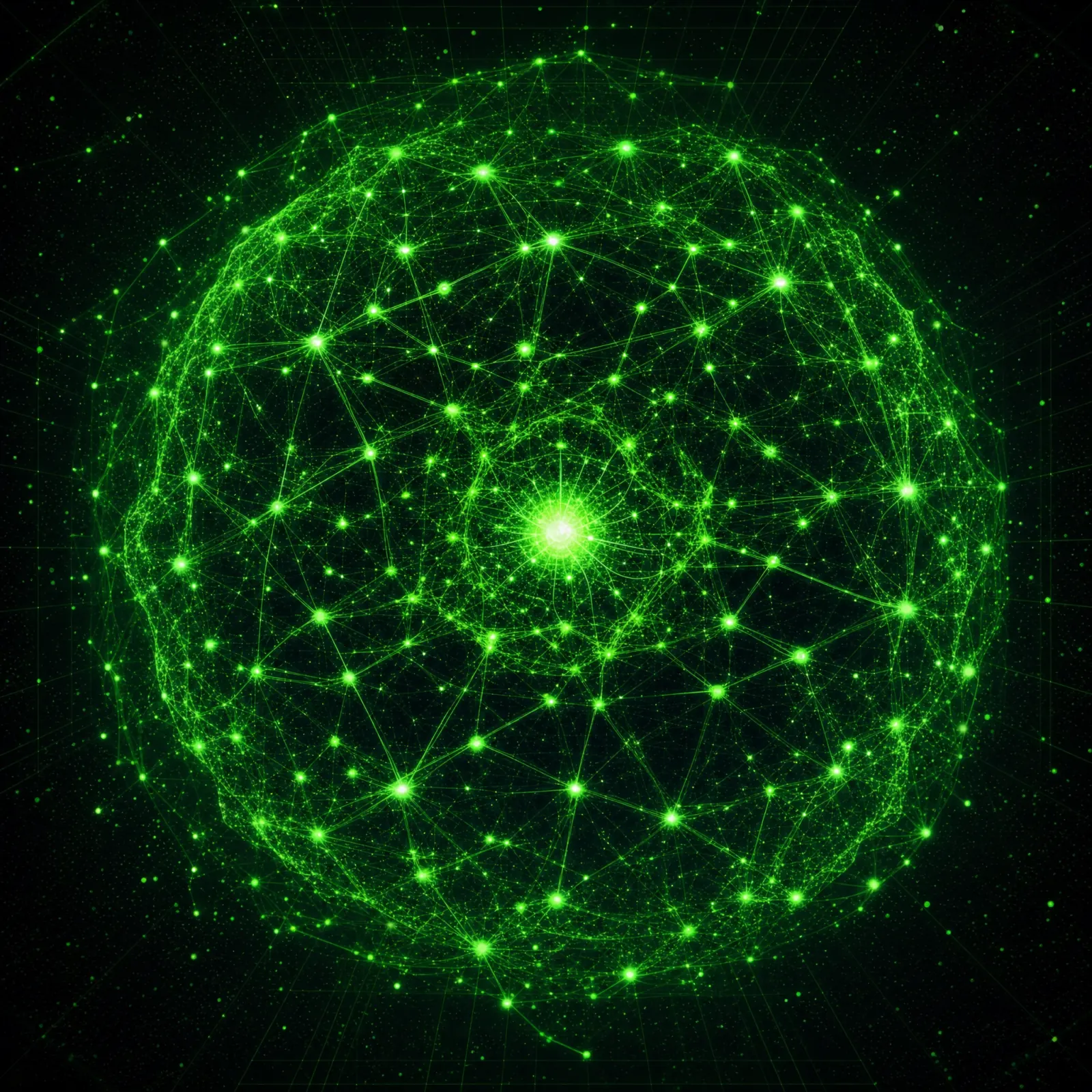 Illustrative governed neural sphere representing accountable technology delivery