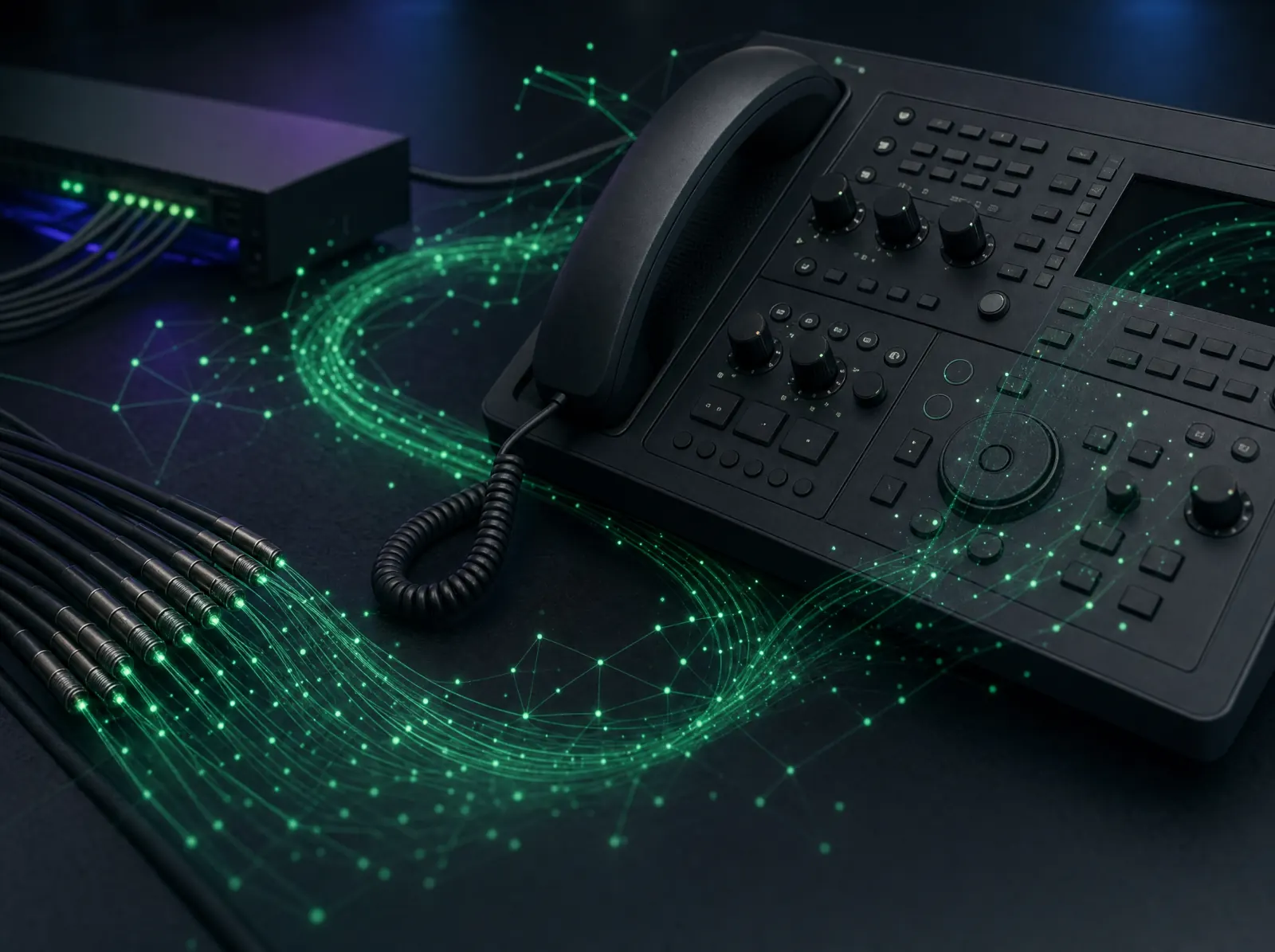 Illustrative networked telephone and communication lines; not a client installation