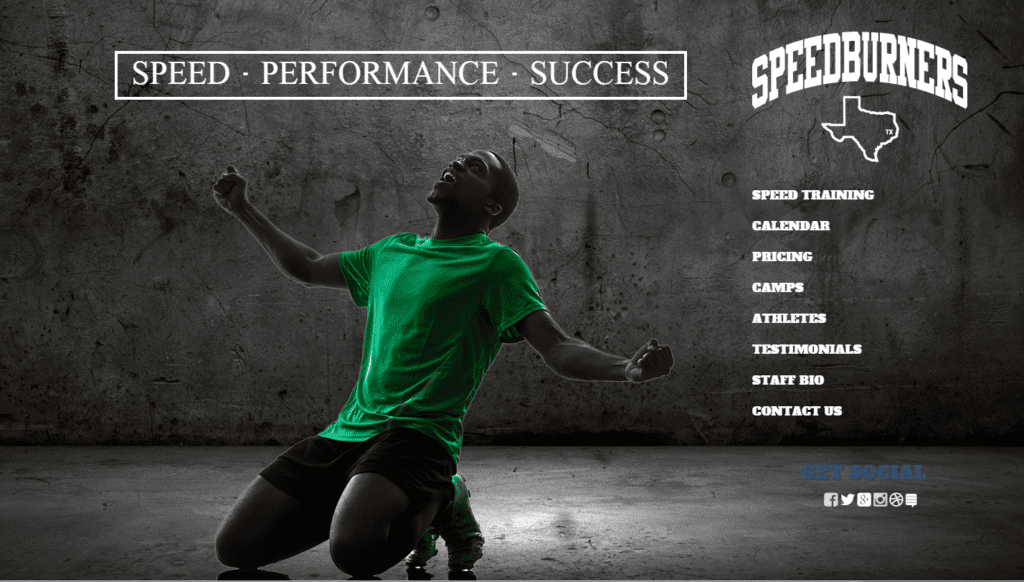 Screenshot of the Speedburners Texas website