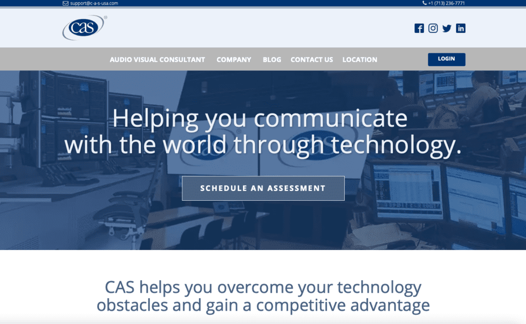Screenshot of the Communications Advisory Service (CAS USA) website homepage